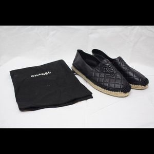 Channel black quilted espadrille 100% authentic